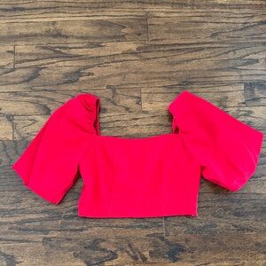 Miami Vibrant Red Puff Sleeve Crop Top